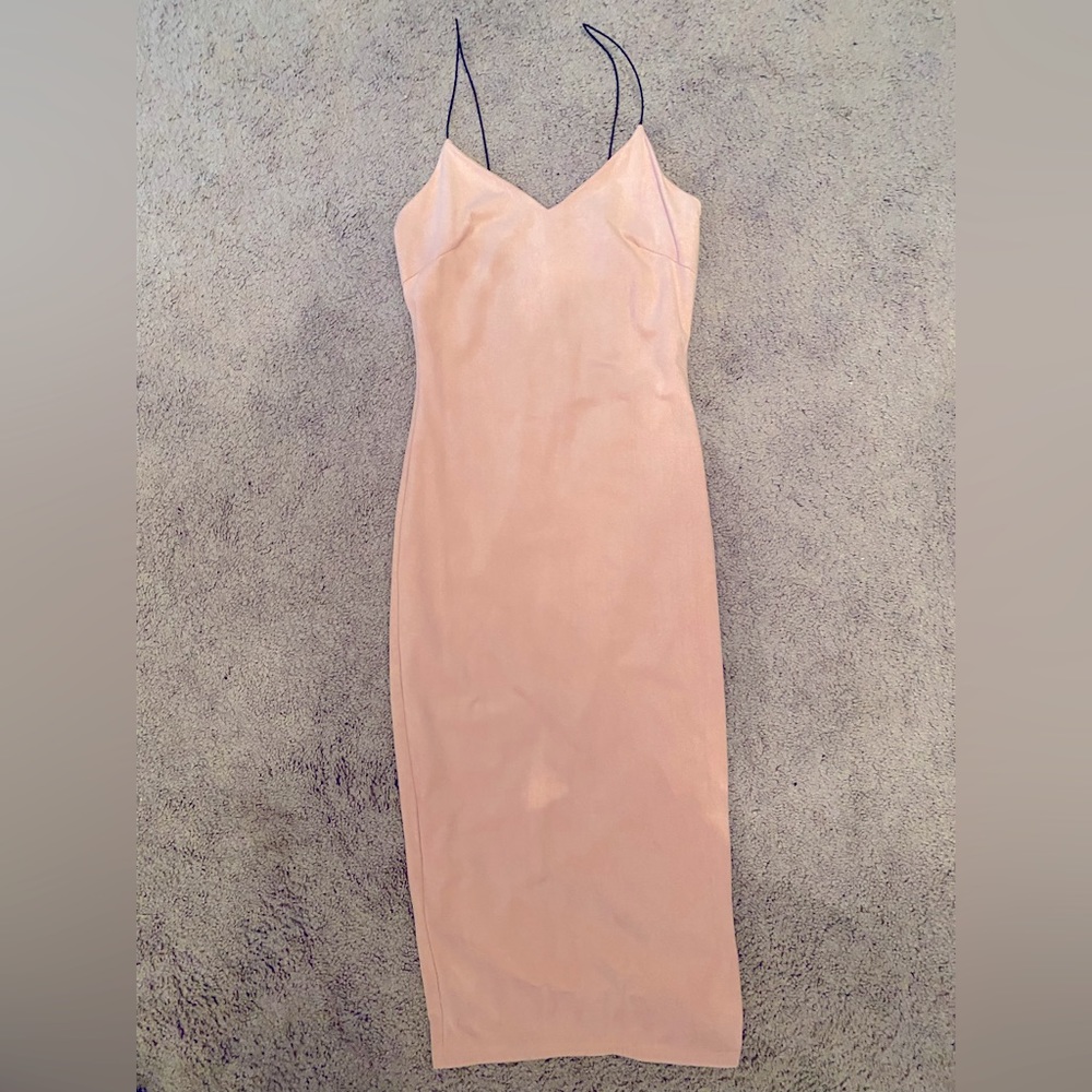 Pink velvet cocktail dress